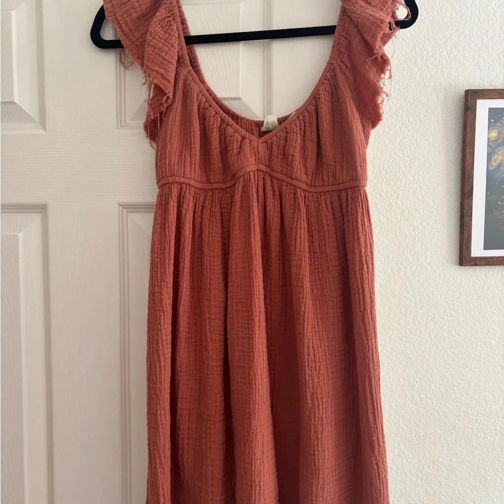 Roxy Ruffled Sleeve Rust Dress - Picture 1 of 6